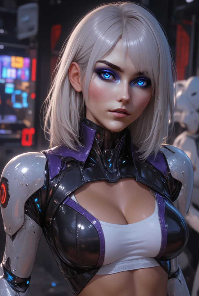 Beautiful black latex woman, olhos azuis, coberta com rosas vermelhas iluminadas, bright blue white glowing heart, visible from human, noite, Colouring, photography hyper-detailed cinematic hdr lighting, softbox lighting, Detalhe extremo, 8k, 3D-rendering, Hiper realista, NVIDIA,