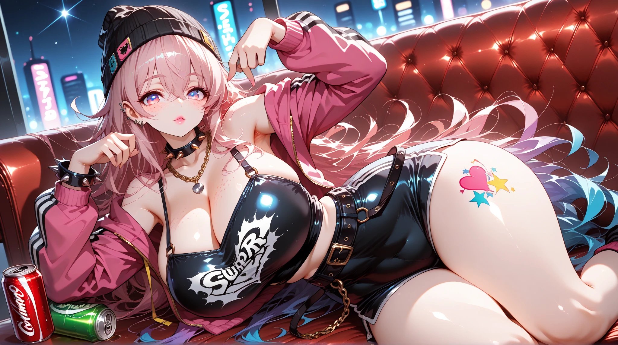 Black underwear、Big Breasts、whole body、long hair、Pink Hair、bangs、Beautiful Skin、20-year-old women、Double eyelids、Beautiful eyes、Outdoor、In town、crowd、Beautiful woman、Black lace underwear、Thin eyebrows、Beautiful eyes、whole body、squat、blush、gloves、high resolution、M-shaped legs、loafers、White socks、Beautiful woman、 high quality ,4K ,Scanline illumination, Volumetric Light、8K Ultra HD, Soft lighting, high quality, Film Gray、Spread your legs、Professional wrestling ring