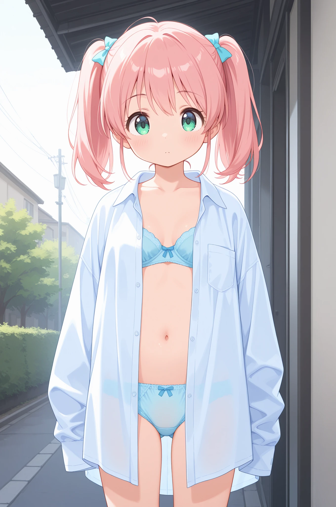 (masterpiece,Highest quality,Ultra-high resolution),(Perfect Face, Perfect body、Perfect hands),anime screencap,One girl,(Girl、Lower school year、9 years old、Cotton camisole、Cotton panties)、blush、Embarrassing、Flip the hem、belly button、smile、Dressing room