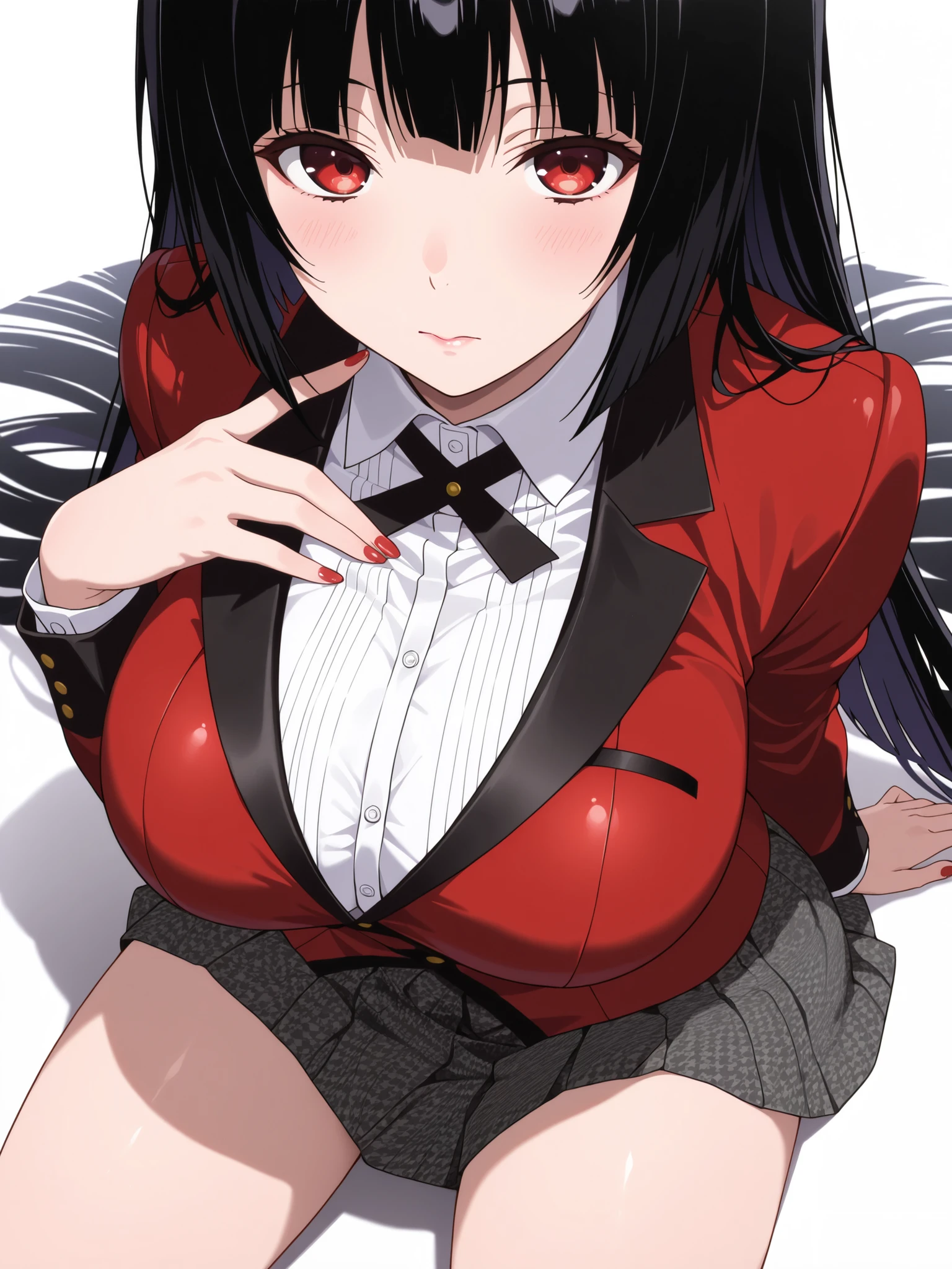 Black Hair,Hair tied up,Braided hair、Long Hair,Red eyes,Big Breasts,suit,black-suit,Black Pantyhose,mini skirt,23 year old sister、Ultra-high resolution、Ultra HD、Big nipples.Black nipples、large-nipple pussy