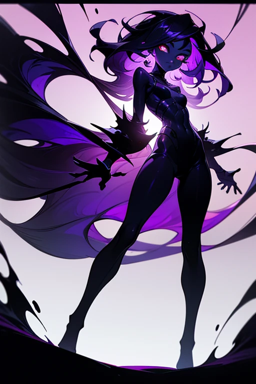 Highest quality Highest quality Draw a face carefully High-definition anime-style face Super Glowing Skin Long black hair Black leotard Purple pantyhose Succubus lure smile Back view Rear view