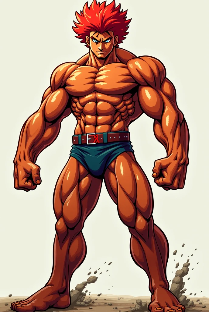 Create a drawing of a muscular man wearing a bikini