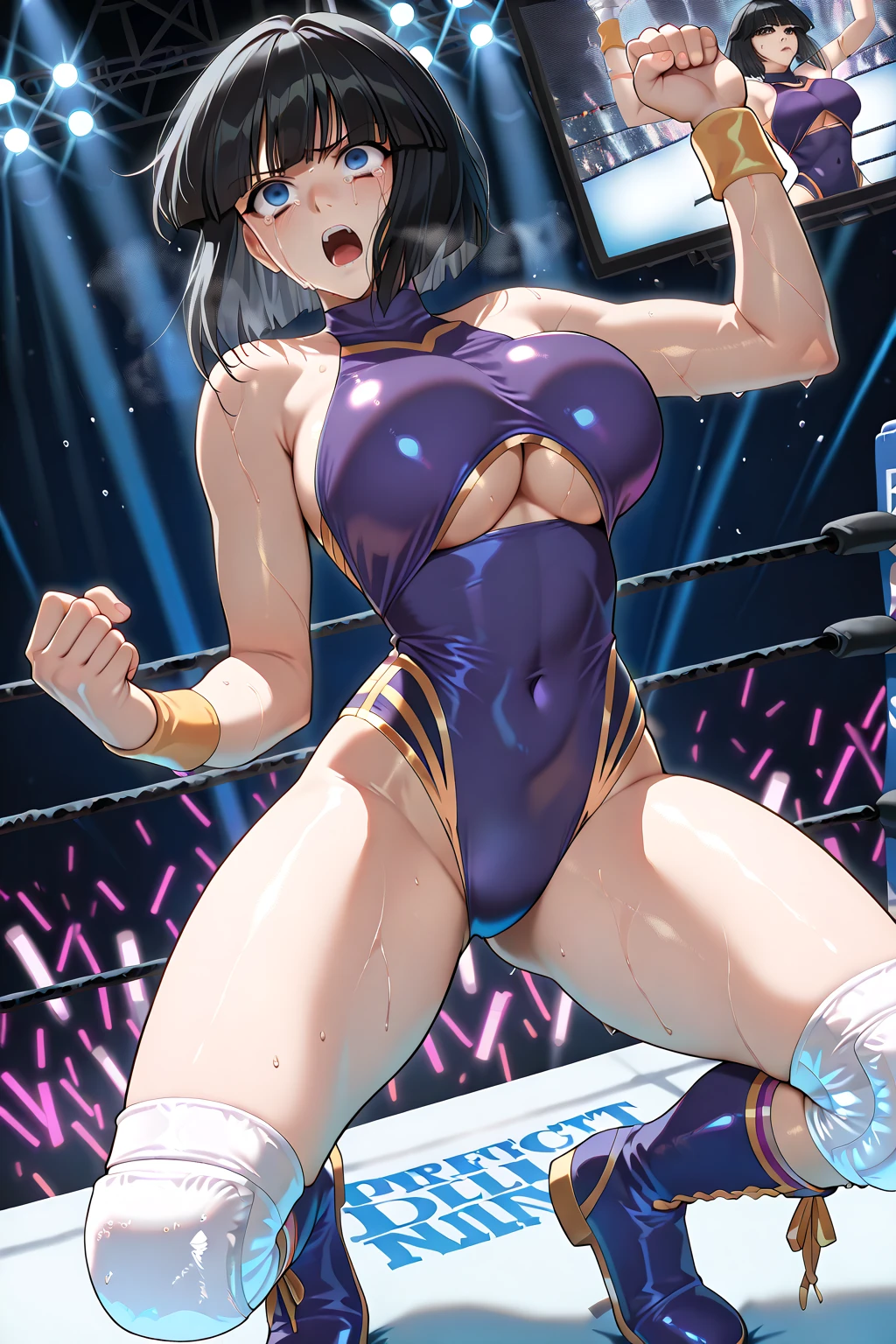 girl I can see her boobs naked wrestling long D Cup