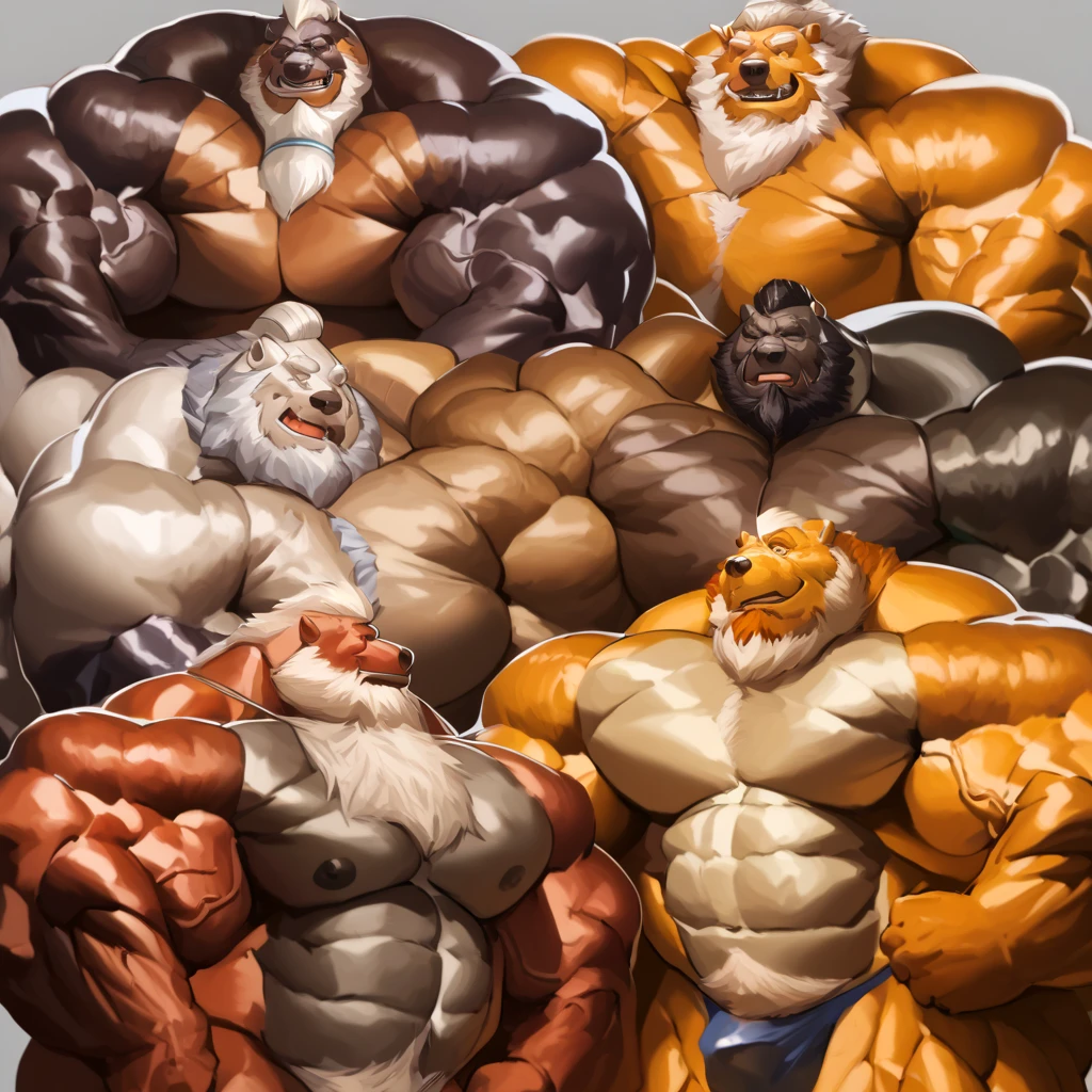 Arnold Schwarzenegger style
((in the style of the ghibli, )) ((in the style of and art by hayao Miyazaki, jiandou, taran fiddler, darkgem, )),
.detailed muscle, old bear, long beards, thick mustache, good anatomy, correct anatomy, masterpiece, art winner, gym, extremely huge muscular, massive muscular, full-body, well-muscled old bear. ((extremely muscle size, super thick arms, huge pec, extremely wide pectoral , huge arms)). and add details to make it attractive and interesting.