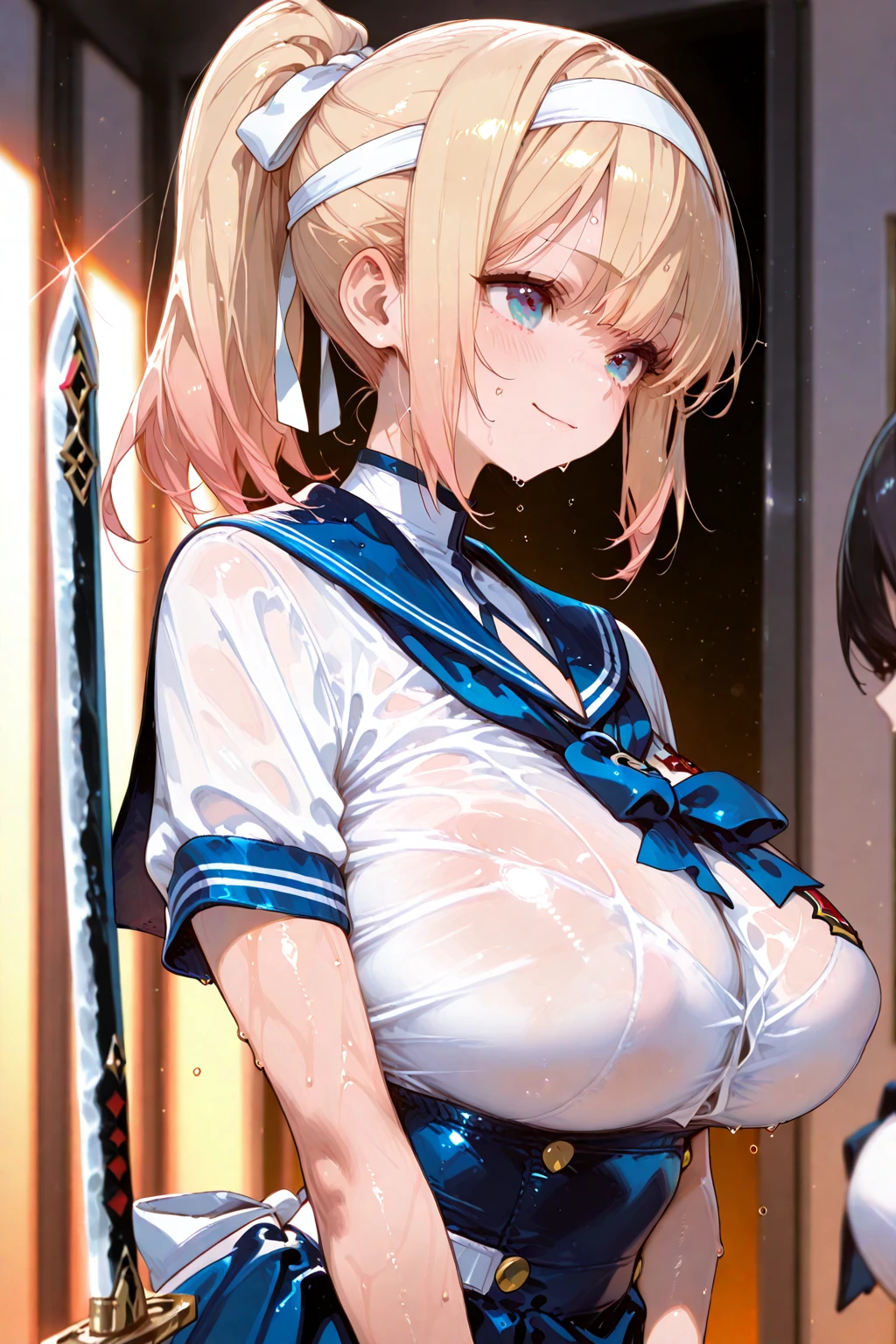 naked girl having sex, putting a black penis in the ass doing doggy style , TOO big breasts, big thighs, exaggeratedly big ass, sucking another penis and looking up as if she had an orgasm, short blonde hair and blue eyes and the pupils are pink and heart-shaped, smiling like a whore hardcore sex, hentai