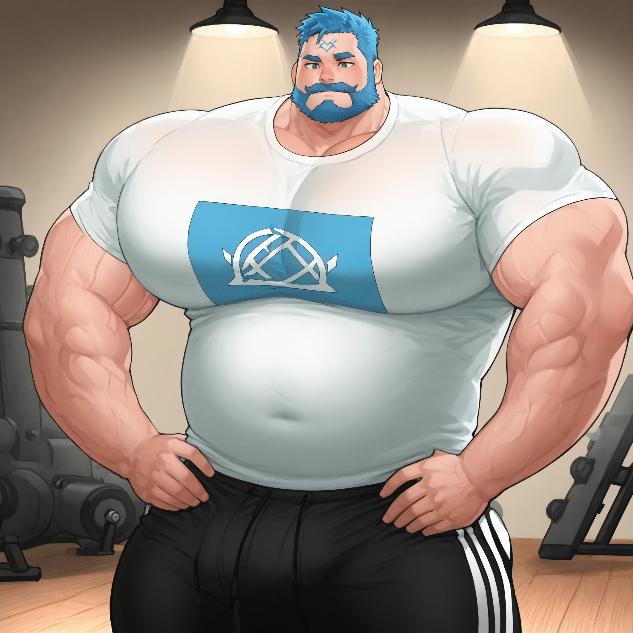 best quality, masterpiece, High resolution,8k，Middle-aged men，Strong and fat，Sports white socks，Sitting，Sweating，Sports students，locker room，Detailed background，Blushing shy，Body hair，Sexy，Thick Legs，Sexy，No shirt，Lift your legs to put on socks，Sports white socks。