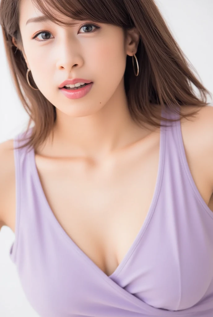 (masterpiece, highest quality:1.4), Beautiful Face, 8k, 85mm, Absurd, (A tiny floral bikini:1.1), Face close-up, violet, Gardenia, Delicate girl, alone, night, View your audience, Upper Body, Film Grain, chromatic aberration, Sharp focus, Face Light, Professional Lighting, Sophisticated, (smile:0.4), (Simple Background, Bokeh Background:1.2), detailed aspects,(Show one breast:1.2)((Very young and immature & Very few & Very flat chest:0),(Pink fashion glasses:0.5),(Showing anus from behind:1),((Take off your bikini and show your armpits:1.3)),(((A big bust that seems to burst:1.5)))