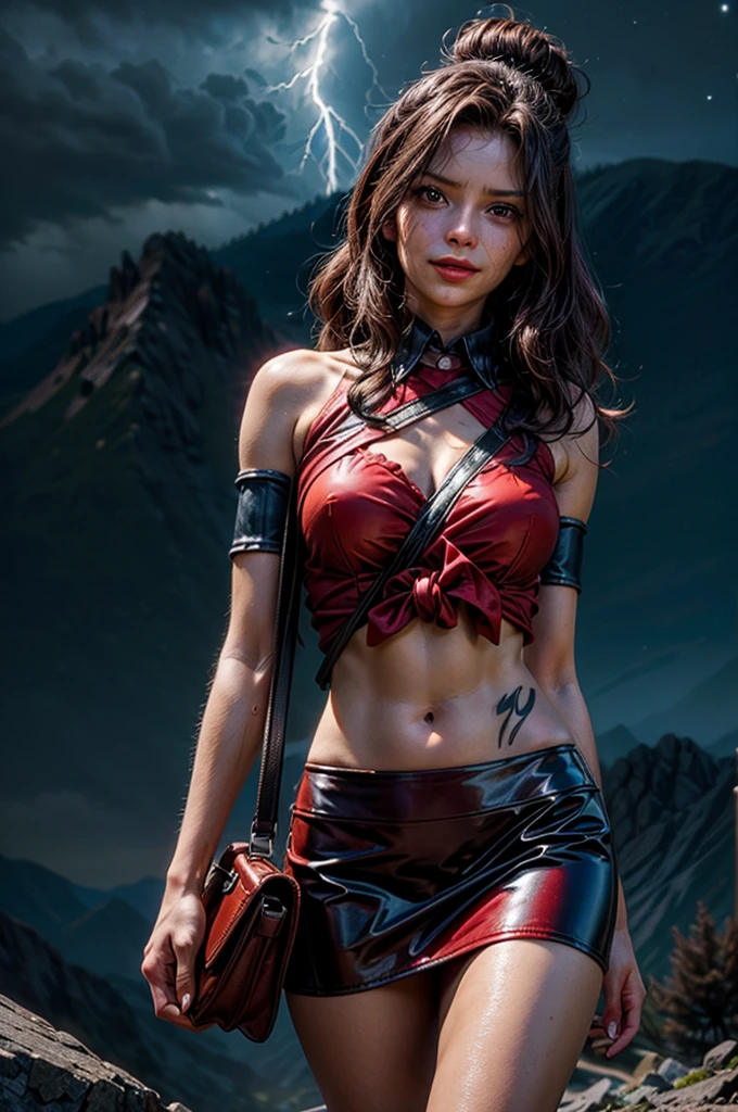 cute warrior in skirt, using red chains, with red arms, Atey Ghailan, by Jeremy Mann, Greg Manchess, Antonio Moro, trending on ArtStation, trending on CGSociety, Intricate, High Detail, Sharp focus, dramatic, photorealistic painting art by midjourney and greg rutkowski