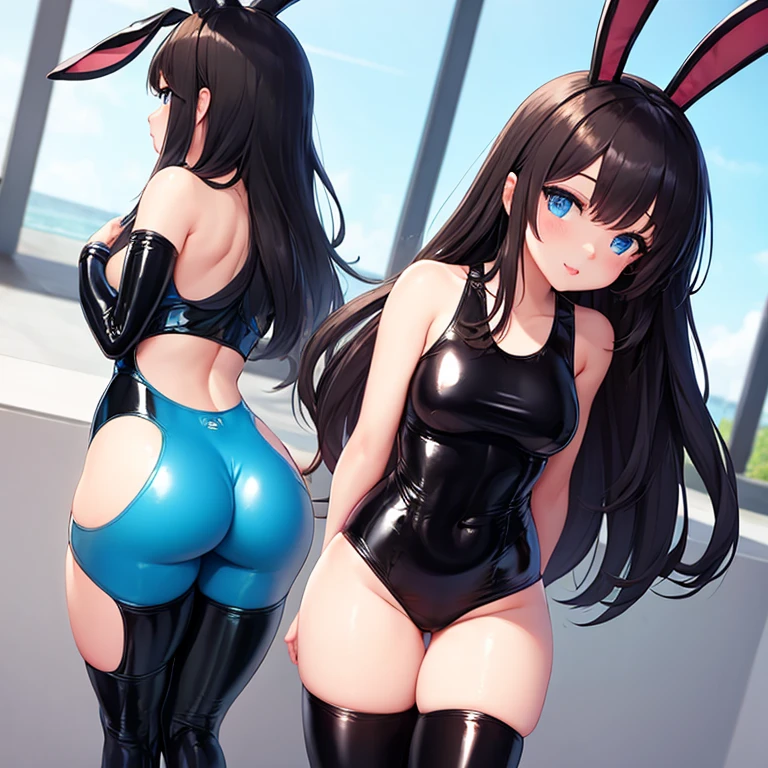 Big  , sexy posture , thick ass , sexy posture , hentai face , seducing , wet clothes , bunny girl senpai black dress , mountains , beautiful sunrise , dynamic view , realistic clouds , immersive view , very big  , k cup , juicy ass , very big ass , smooth ass , detailed lips , detailed har , detailed face , detailed ,hair , vey sexy posture , butt hole , anus