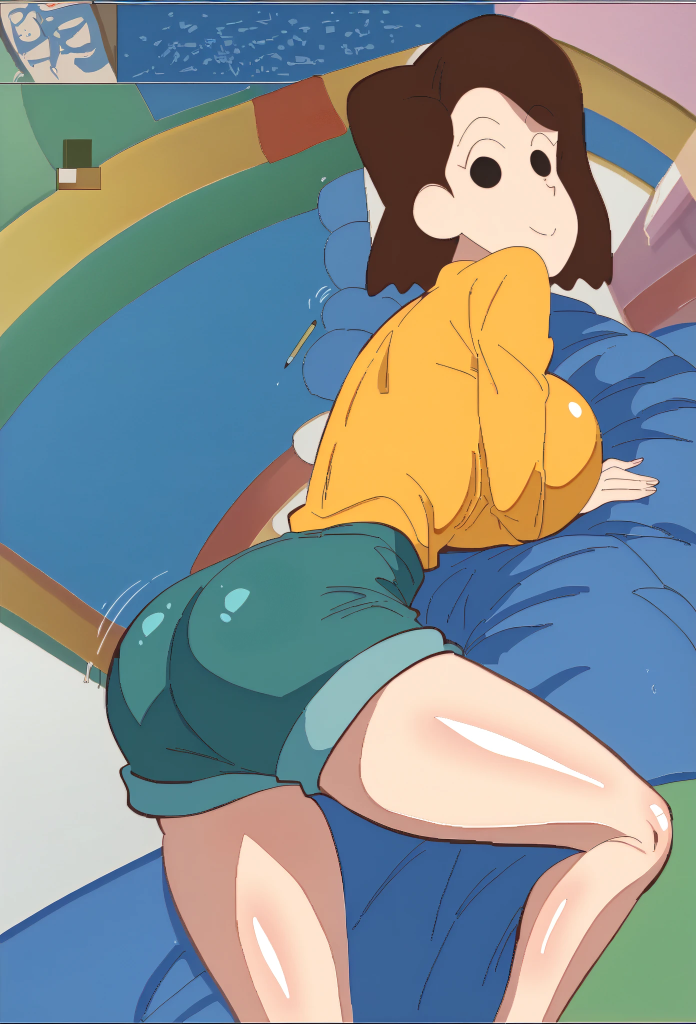Ochako Uraraka, naked, de pie frente a la ventana, bedroom, anochecer, pechos medianos, small nipples, pantyhose