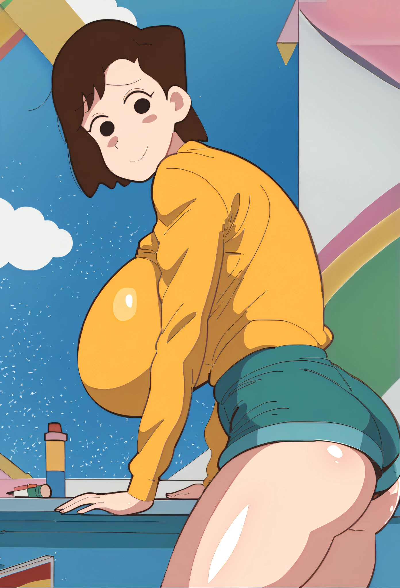 Misae Nohara, (Auntie:1.5), (Mature Woman:1.5), (absurderes, 8K, 4K, masutepiece, hyper extreme detailed:1.2), Best Quality, Perfect Anatomy,Perfect face,High humidity, (Huge breasts:1.7), (Wet:1.2), (.Alley:1.3), Graffitied wall, Garbage can, Scattered trash, (alone:1.5), (Brown eyes:1.2), (Clothing is revealing:1.2), Exposed shoulders, Torn clothes, Are pregnant, Firm breasts, Upturned nipples, Showing cleavage, Mole on chest, (blush:1.2), A kind smile, relief, peace of mind, (maternal:1.3), Smiling face, (Outdoor:1.5), (Out:1.3), half closed eyes, naughty face, (rain:1.4), Plump, Sitting, (spread legs:1.5), (spread pussy:1.6), (The inside of the vagina is visible:1.6), (Showing the cervix:1.6)
