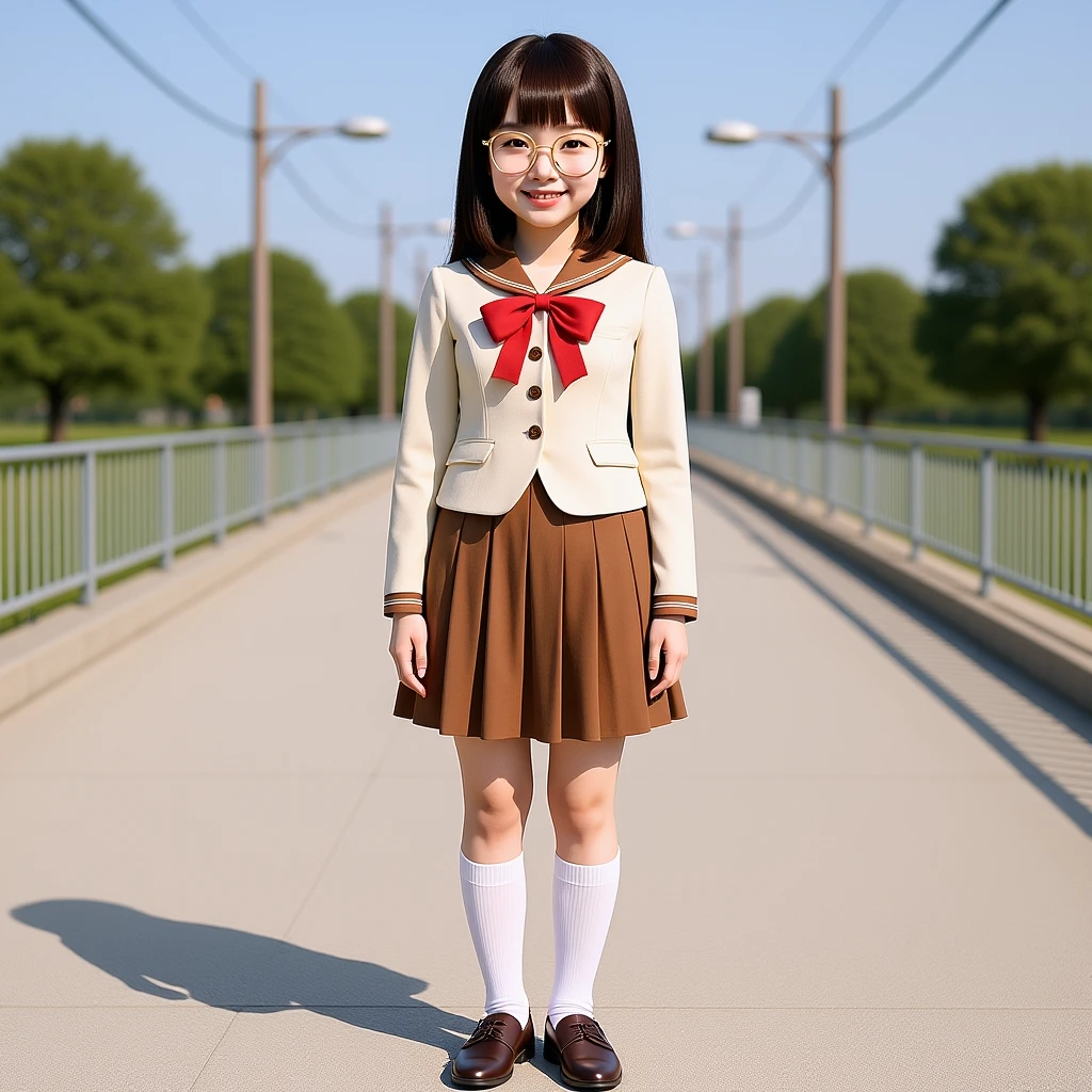 (masterpiece, highest quality:1.4), award-winning portraits, 8K, 85mm, alone, beautiful face, delicate girl, , (dark navy blazer jacket), dark navy skirt, long sleeve, violaces, gardenia, grace, Sophisticated, cute, teen, looking at the viewer, 15 years old, Raw photo, disorganized, HDR, sharp focus, A bow tie, background bokeh、(((flat 、thin and delicate body、A childish atmosphere)))、Her shiny semi-long hair is tied up、hair swaying in the wind、Mole on the left cheek、large, round, dark blue eyes、full body、random pose、Run、sprinting、Skirt fluttering in the wind、Junior idol、Nogizaka Idol、widening skirt、jump、mole under eye、sexy、