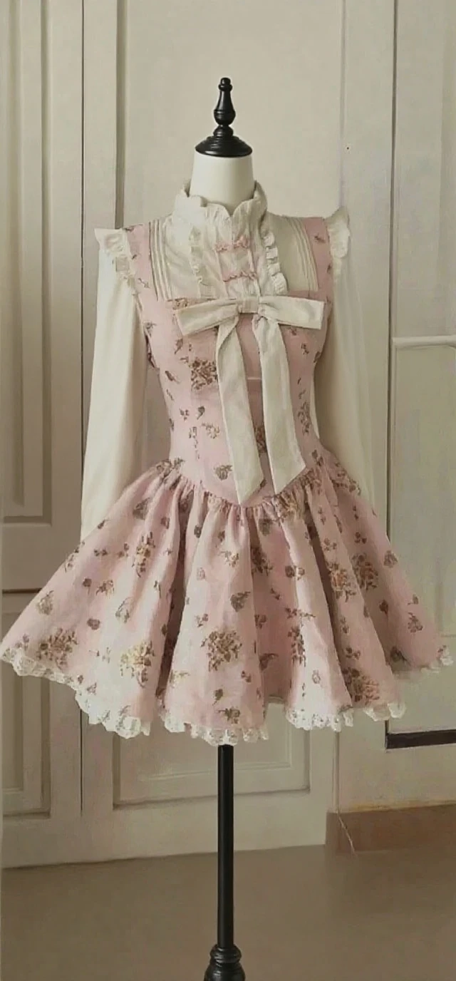 (Top Quality, 8k, 32k, Masterpiece, UHD: 1.2), 1 Girl, Beautiful Woman, Thin Waist, High School Student, Standing (Girly Fashion), (Pastel Colors, Ruffled Clothes, Clothes with Ribbons, Floral Dresses, Blouse with Lace, Socks with Ruffles, Loafer Pumps), Cinematic Light, (Pose with Bite: 1.2), (Smile at Whoever You Like),