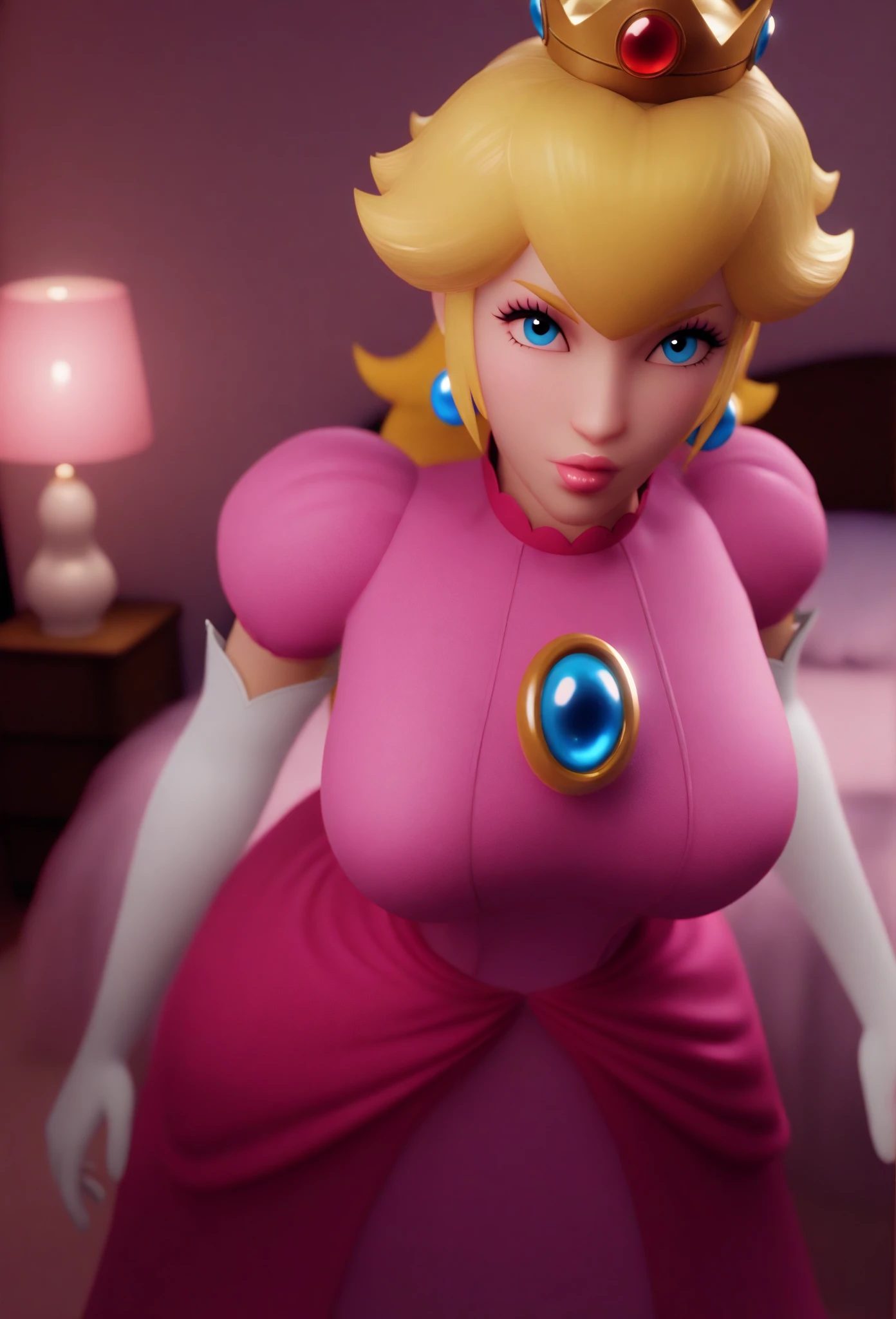 pov, princess peach, missionary sex, dress, gloves, ahegao, closed mouth, foreskin, cum on face, cum on chest, legs apart, 3d,