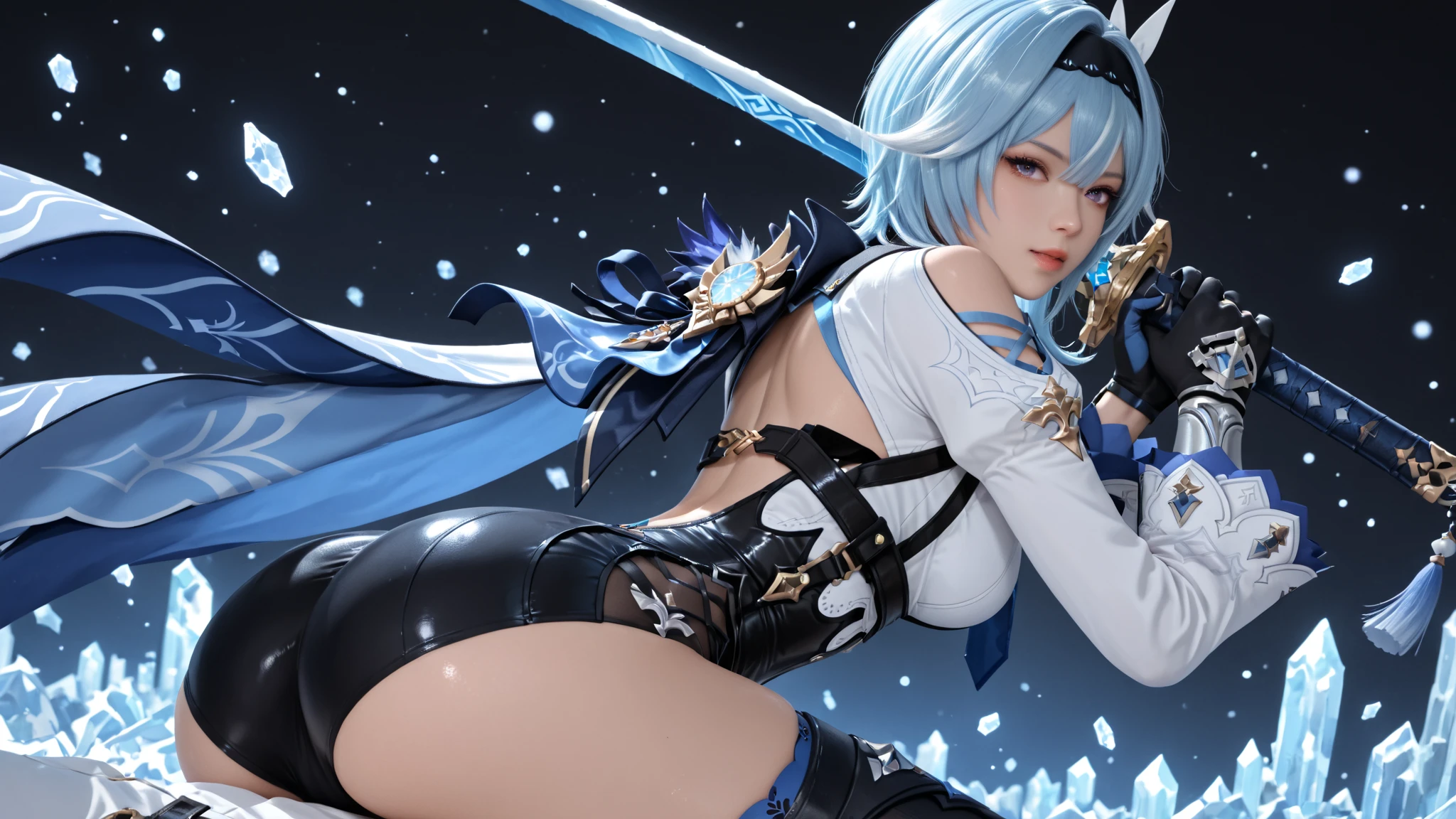 a woman in a white lingerie outfit holding a sword and a gun, splash art anime , mobile legends, inspired by Leng Mei, ashe, official splash art, splash art, range murata and artgerm, artoria pendragon, inspired by Li Shida, sakimichan, iconic character splash art, lux from league of legends