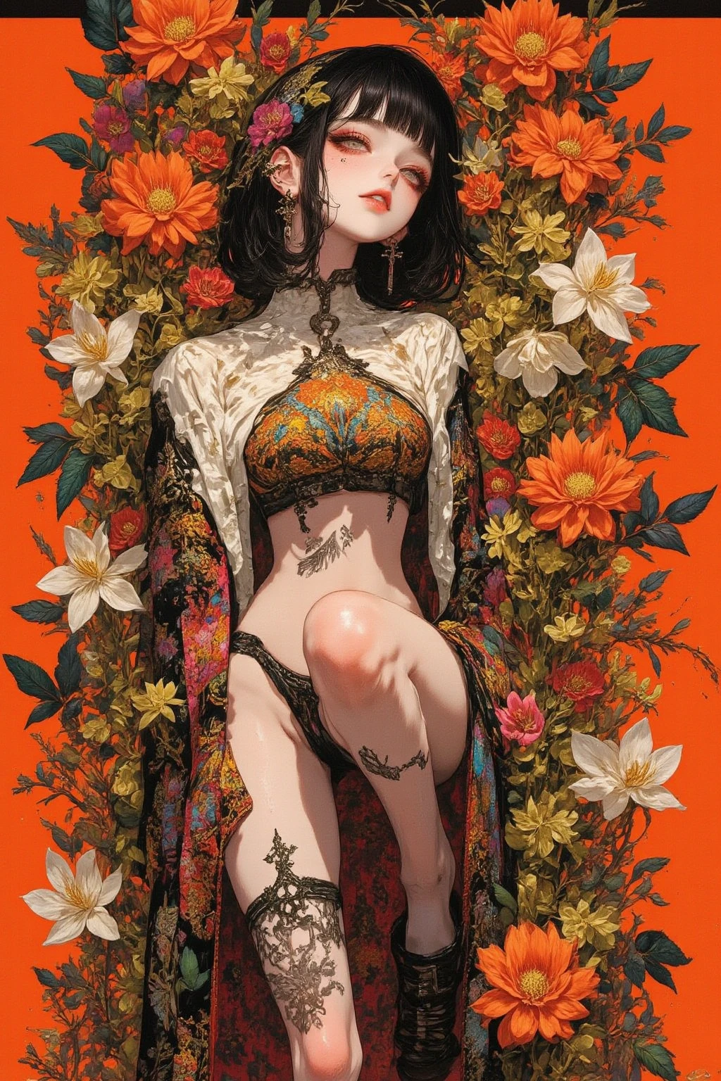 Create a beautiful tree, tree woman With the torso with a feminine silhouette. a perfect body With green leaves. digital drawing, perfect face, glowing skin, 8k concept art portrait, dynamic lighting, super detail, detailed image, fractal complex background, alcohol ink drawing.beautiful woman, a woman with black and platinum and gold hair, with a colorful outfit and a black background with paint splatters, by Hirohiko Araki, Official Art, Unity 8K Wallpaper, Ultra Detailed, Masterpiece, Best Quality, (Zenredar, mandala, tangle, tangle), 1 beautiful Caucasian haired girl platinum and black and gold, Dynamic Angle, The Most Beautiful Form of Chaos, elegant, bright colors, romanticism, By James Jean, Gerhard Richter, Takato Yamamoto, Ashley Wood, atmospheric, ecstasy of musical notes, transmission of visible musical notes, Style Wtrcolor, wind blown, Masterpiece, Beautiful, ((watercolor)), Paint splatters, Intricate details. [drip: 0.7], Trending on Artstation, Rachel Walker, Style-Painting-1900, A beautiful nude woman completely covered in paint floating in a pool, beautiful lighting, beautiful large detailed eyes, Nirvana, relaxed, paint drips, Spirals of Paint, Paint Splatter, (Beautiful Swirls of Paint Swirls), by Jeremy Mann, By Sandra Chevrier, vivid contrasting colors, chromatic aberration, black background, Best Quality, (realistic: 1.2), (high contrast: 1.2), gold and silver and bronze decoration, forest goddess, beautiful caucasian girl close-up, beautiful goddess fused with forest and trees, black hair fused with platinum and gold, nude girl, beautiful visible pubic area, pink pesons, small breasts a the view, pond of water in the garden, tattoos of mandalas and flowers on the naked body, floating old clock, lamp, lantern,pond of water in the garden,beautiful visible pubic area, pink pesons, small breasts a the view,full body, Sakimichan art, oriental mandala tattoo, fractal background, silver and gold and bronze spirit, floating antique clock, antique lamp