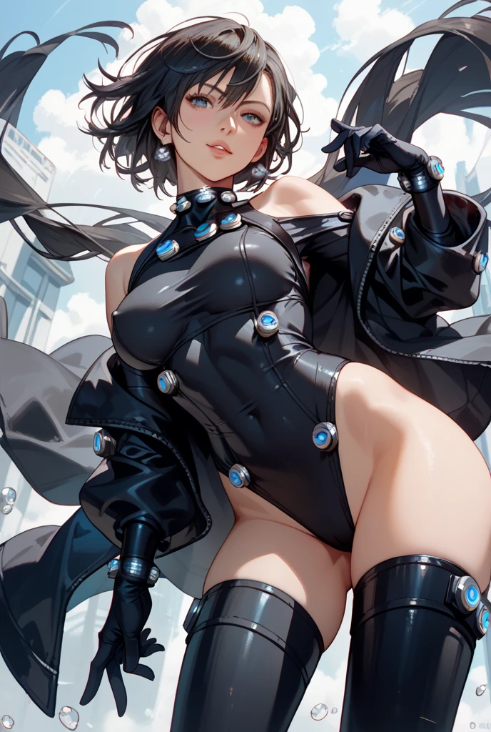 (high quality, 8k, 4K, high contrast, artwork:1.2, high quality, best aesthetics), (dynamic angle), ((1 woman)), erotic, sensual, mature body, super detailed, beautiful face detailed, beautiful eyes detailed, detailed beautiful mouth, sexy body, perfect breats, perfect wide thighs, (messy long white hair), (blue eyes), (sensual facial expression), (black cat mask with holes for eyes and exposed mouth), (tight black costume with cleavage on the breasts in triangular shape and white fur around the neckline), (white gloves with white fur details), (white utility belt), (perfect detailed hands), (standing), (centered), (looking at viewer)