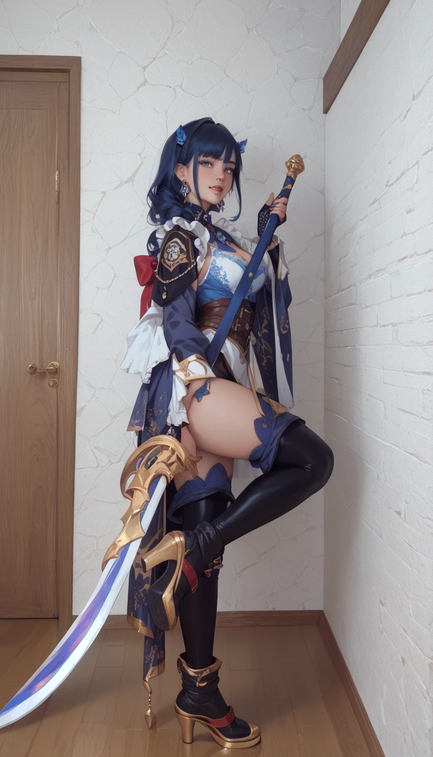(Selvaria Bles (Valkyria Chronicles) LoRA) Female, standing, straight, 1girl, elf, green wavy hair, medium breasts, suspended by arms, head down, POV, from the side (dirty, bruise:1.2) cave floor, tied up, rope, (Masterpiece), full body of a female, big breast, detailed face, full portrait, standing straight, shackles on arms and legs, black choker on neck, SFW, WHITE TOGA, golden chains hands, golden chains legs, lascivious face, embarrassed, red cheeks, braid black hair, full body, view from below, far shot, cow boy shot, looking at viewer, handcuffs on their hands, with a collar around the neck, slave, ((black choker, shackles on legs and arms)) ((hands hiding behind body))