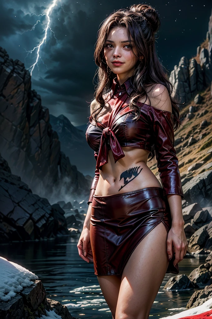 1 woman, ((8K)), mature woman, solo focus, ((8K, Highest quality:1.2))、((masterpiece)), High resolution, (Skin Texture:1.1), Highest quality, 超High resolution, (Realistic: 1.4), RAW Photos,((Perfect Face))、35 years old, beautiful Swedish woman, brutish, toned body, blonde braided hair, (viking costume), ((background coast)),toned abs, bluish eyes,((holding battle axe)), masterpiece, ((ultra HD)), insane details, realistic, detailed face, face paint, detailed skin texture, blurred background, battle field, dynamic angle, Berserk, wearing a vest, (((big breasts))), wearing leather armor, looking at the camera, The background is the sea, line of sight, short skirt, perfect face, delicate eyes, wearing are brown, voluminous lips, big eyes, long skirt,(((red leather armor))), (trained abdominal muscles)