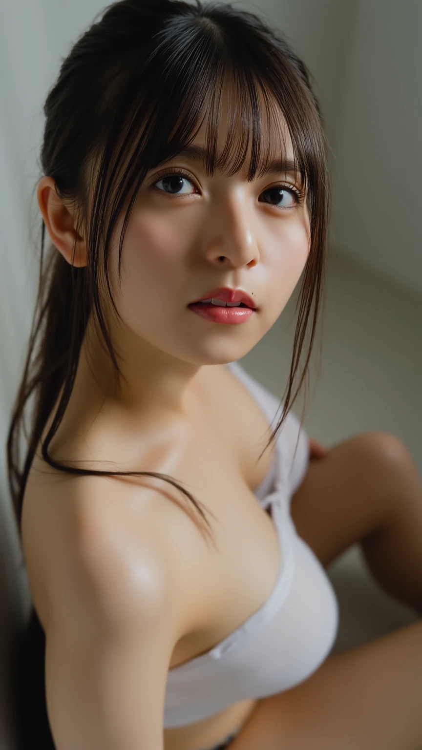 ((Upper Body:1.3)).Blown by the long wind [Blue-black:.3] hair,Looking at the audience, (Tabletop:1.3), (8K, Realistic, RAW Photos, Highest quality: 1.4), Japanese, (1 Girl), Beautiful Face, (Realistic face),{Wavy medium hair|Front hair long bob|short hair with long bangs}{Black hair|Brown hair|Blonde hair}, Beautiful hairstyle, Realistic eyes, Beautiful and beautiful eyes, (Realistic skin), Beautiful Skin, charm, Ultra-high resolution, Surreal, Very detailed, Golden Ratio,Female student peeing in the toilet、shame(Blushing:1.3),Upper Bodyは裸、Nipples sticking out、Erect nipples