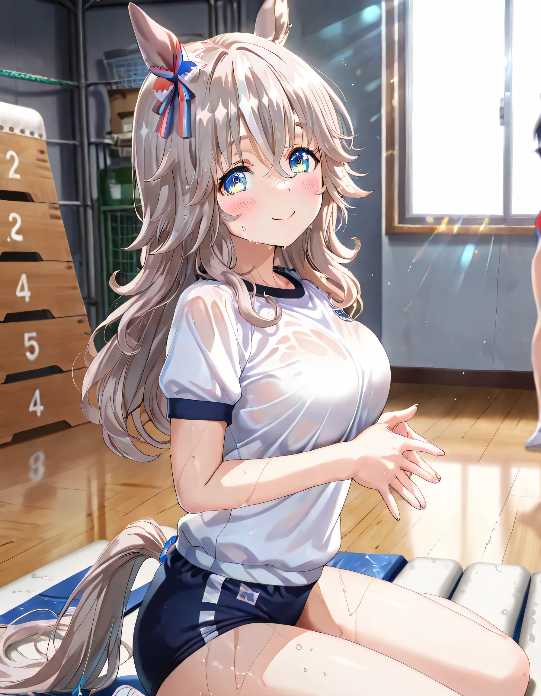 (((masterpiece))),(((best quality))),(ultra-detailed,high resolution:1.2),(illustration),((an extremely delicate and beautiful)),(detailed background), POV, cowgirl position, bouncing breasts, (((man of top))), pussy, vaginal penis, (((motion lines))), (((vulgarity))), motion lines, (??? in pussy:1.4), ((((wrestling ring)))), ((1petit girl)and(1 boy)), hetero, ((((1petit girl,short stature)))),((((miyako/(blue archive/)))),official style, (slender body:1.4), (long hair,ponytail),white hair,bangs, purple eyes, (flat chest), covered navel, collarbone, pale skin,shiny skin, ((She wears swimsuit, thigh high socks), (expressionless,half-closed eyes,look down), (??? on clothes,??? on body,excessive ???:1.4),??? facial,???????,??? on hair,??? on pussy, clothing aside, clothed, (1muscular boy,tall stature:1.4), large ?????, trembling, text,
