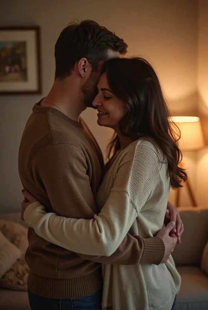 Image: A husband gently embracing his wife, expressing love, honor, and closeness.
Prompt: Capture a tender embrace between a husband and wife, emphasizing their deep connection.