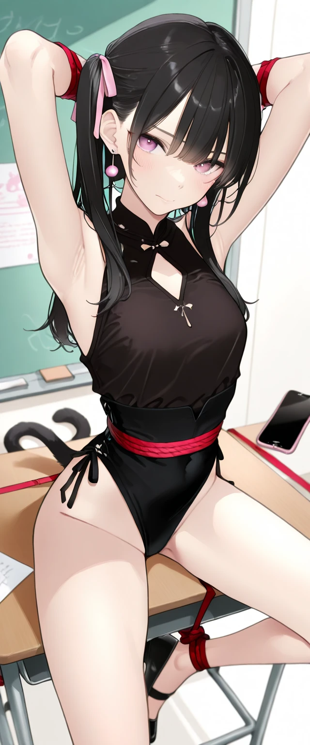 solo, beach, ryu.hanna, looking at viewer, smirk, cleavage, adjusting bikini, sunburn, looking over sunglasses, biting lip, transparent wrap skirt