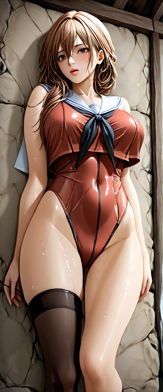 (8ก, 最high quality: 1.2), Very detailed, Complete solution, (Realistic, Realistic photo: 1.5), Portraiture, High resolution RAW color photograph, Professionally arrested, High resolution and beautiful, High resolution, 8ก Image Wallpaper, Amazing details, Large file size, Very detailed美しい女の子, Very detailed face, (Super detailed and super beautiful eyes:1.8), The nose is precisely shaped., Expressive crimson lips, The background is not blurred, One Story, pretty girl, Realistic、 (Movie Scenes,Fantasy art,最high quality,high quality,High resolution,high qualityの質感,Attention to detail,Beautiful details,Fine details,Very detailedCG,Detailed Texture,Realistic representation of face,whole body写真撮影,before,dynamic,bold),1 Girl,Very detailed肌,curve,(Micro Panties,No bra :1.5),whole body写真撮影,(Fully expose your thighs to the viewer:1.4),(Rope Bondage:1.6),((Raise your arms above your head)),((Show both armpits)),((Raise one leg)),((One leg tied)),(Fully expose your thighs to the viewer:1.4),Standing with legs spread from side to side,((Long legs)),((Poses that make your legs look longer)),(Covered nipples:0.8),(Beautiful breasts,Under the chest,Large Breasts:1.5),Pale skin,Pointed Chest,(Very fine hairs),(Very soft hair),(Wavy Hair),Long, slicked bangs,Very light coppery amber hair,Long hair down to the waist,(Hair on one eye:1.3),(Open your mouth:1.2),blue eyes,Sensual look,Blushing,No sleeve,Mature Woman,Detailed fingers, Perfect hands, Length 180cm,Small face,sweating,Sweat on the face,((Small breasts:1.3)),((Small Ass:1.1)),Tied up woman,complain of embarrassment,(Glaring at the audience),Soft thighs,Sexy legs,Sexy ass, Cleavage,Open the chest,Smooth thighs and legs,((Amazing orgasm)),大きなSexy ass, Wearing high heels,Perfect Body Proportions,(Slim body), (Slim waist),Nipples visible,The areola is protruding,Tight waist,(Long legs:1.6),Thighs open,Huge :1.1,perspective:1.2,Looking at the audience,Character-centric,symmetry diagram,whole body:1.2,Abdominal shot