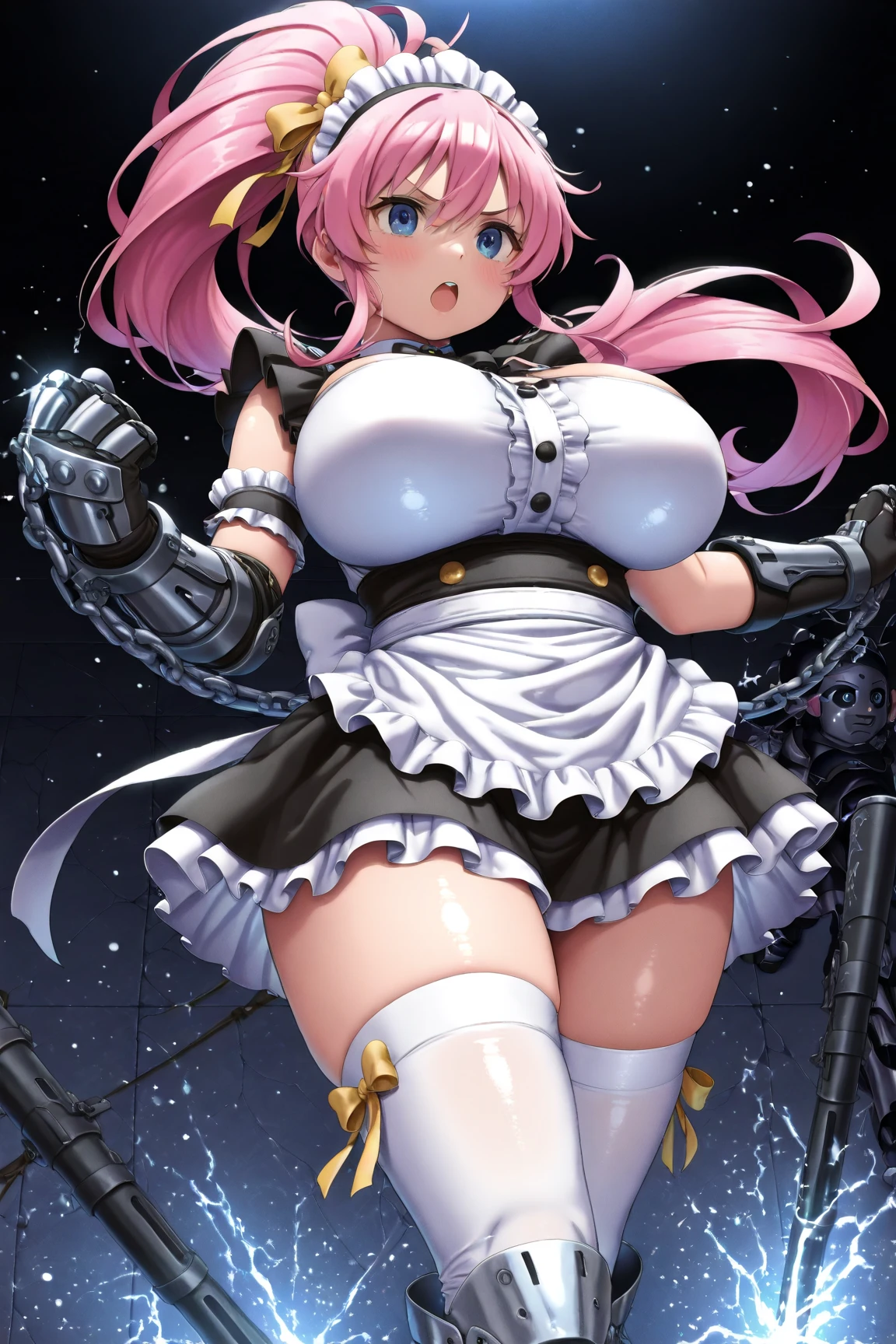 One Woman、Huge breasts、(Huge breasts:1.8)、Maid clothes,T-back pants,String Panties,陰毛がはみOut,マン毛がはみOut,Nipples are erect,The nipples are erect,Out,Nipples are erect,The nipples are erect,Tentacles ,Mechanical machine,Mechanical arms, Mechanical dicks, Mechanical penises,Mechanical tentacles,2-hole penetration double penetration,Bondage BDSM,Bondage Bondage,Tentacles under clothes tentacles under clothes
