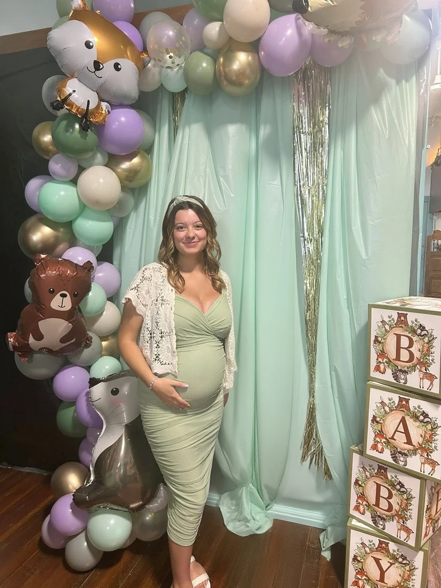 a pregnant rockstar chick is shopping at the alternative style boutique <lora:preggoXL_v1.0:1>