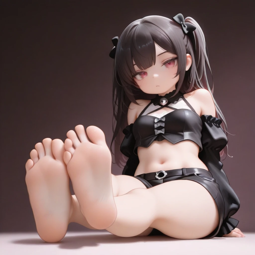1girl,(loli:1.4),pet collar, squatting, tongue out,nude