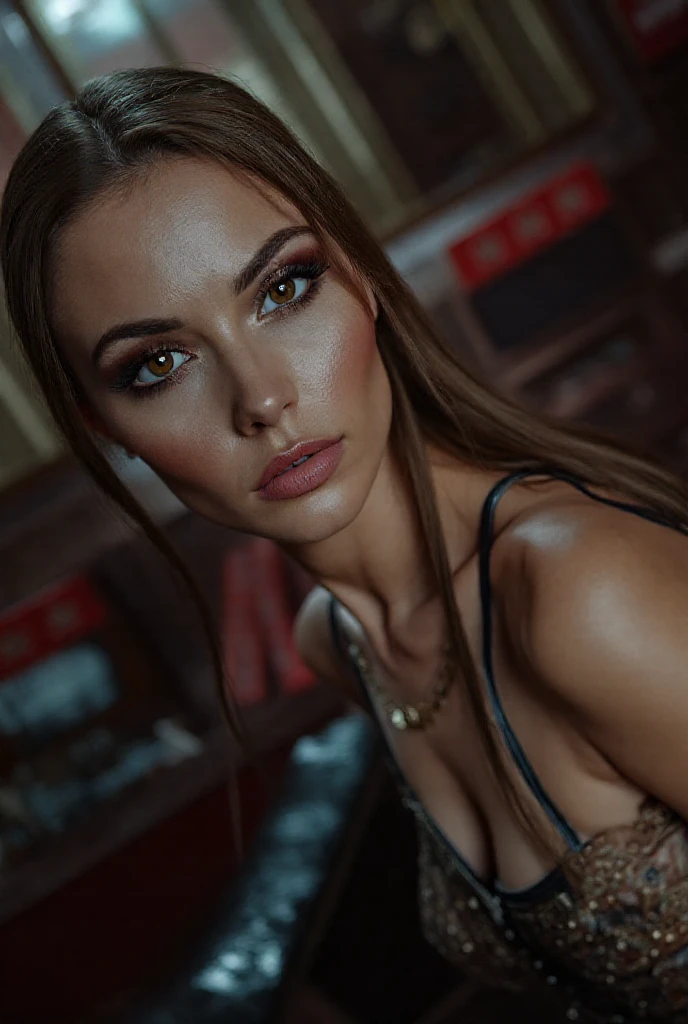 photo of the most beautiful artwork in the world featuring a modern punk woman, leaning against a van on a California beach, trending on ArtStation, CGSociety, Intricate, High Detail, Sharp focus, dramatic, photorealistic painting art by greg Rutkowski,huge breasts, breasts out, full body main focus,