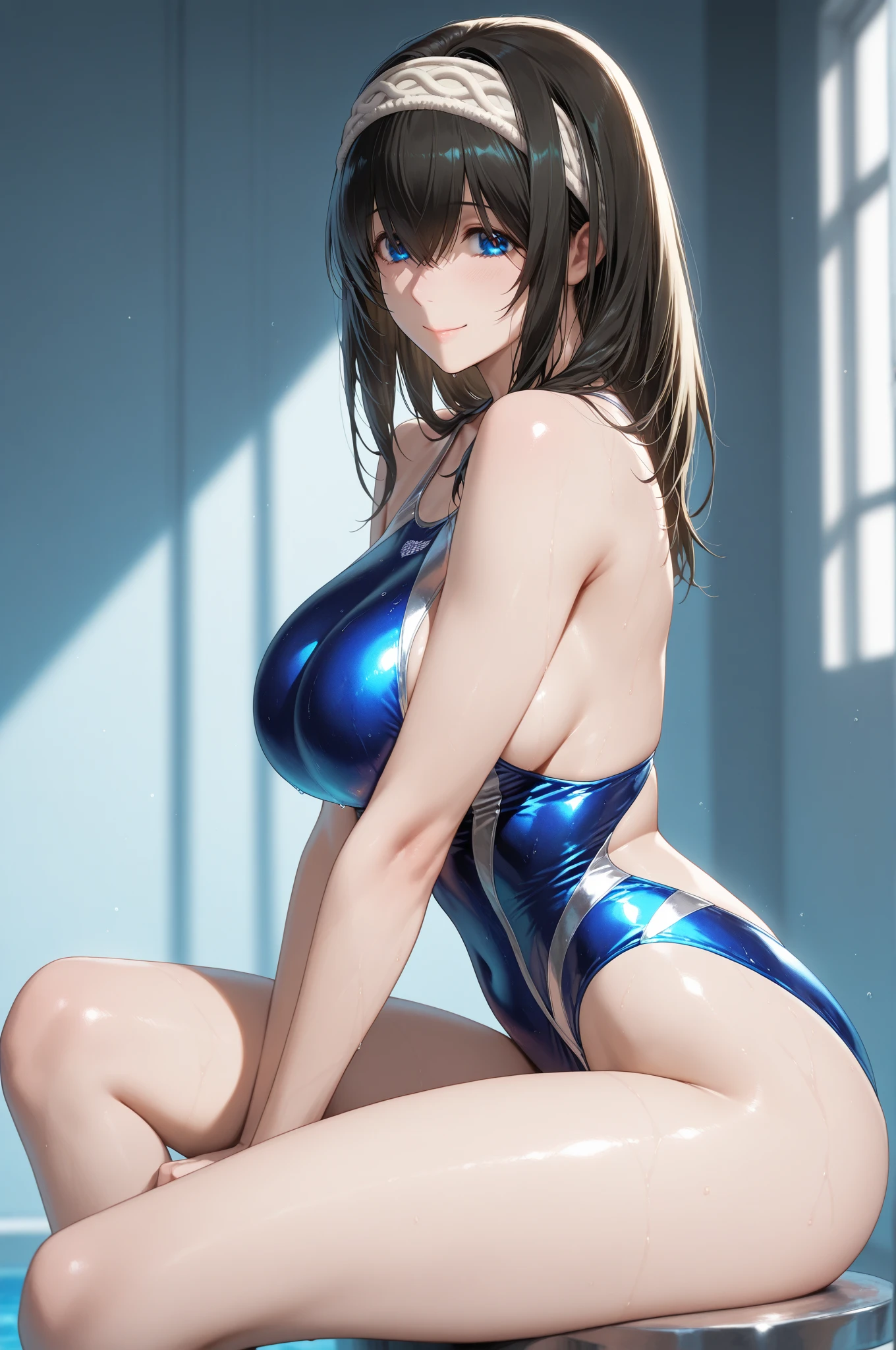 Japanese girl、Close-up of a girl in a blue leotard、Blue glossy leotard、Black fishnet stockings、Blue shiny boots、Saiyan Girl, wonderful, Nano Girl, Female body type, Inspired by Hiromu Arakawa, Anime Manga Robot!! Anime Girls, Fubuki, Full Body Suit, by Hiromu Arakawa、wonderful, silk, Beautiful and attractive anime teen, Anime Girls of the future, tears,Drooling,Pee,Sweat,Tongue out,incontinence,Peeing、Estrus、Eyes wide open,Estrus,Blushing,Nipples are erect,Face is hot、Lust、incontinence、Armpit Hair、pubic hair、Nipples are erect、My crotch is wet、Doomsday Demon