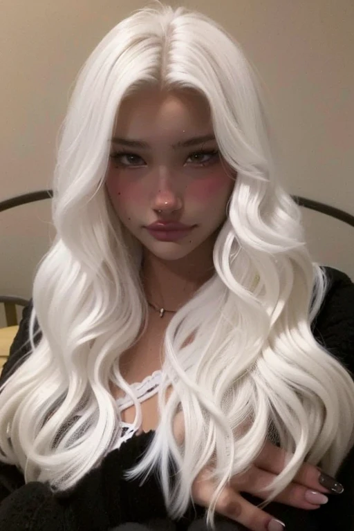 uma mulher com longos cabelos loiros e um top preto, longos cabelos brancos ondulados, flowy white grey hair, cabelos brancos cacheados, cabelos brancos cacheados, cabelos longos brancos ondulados, cabelos cacheados prateados, cabelos prateados cacheados, long flowing white hair, menina perfeita de cabelos brancos, messy wavy white hair, flowing white hair, com longos cabelos brancos, her hair is white