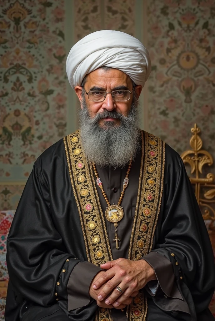 Full photo beautiful 50 years old Maulana cap with mic realistic image