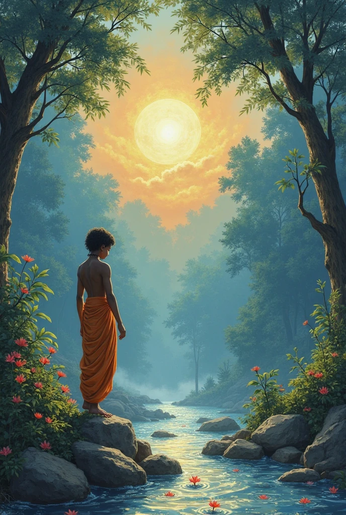 Little did Sudama know that Krishna's gesture of friendship would soon change his life forever. When he returned home, he found his modest dwelling transformed into a prosperous estate, his family's needs met, and his heart filled with gratitude and awe. Through this experience, Sudama learned that true friendship and divine grace are boundless and that love and respect can bring unimaginable blessings.
---
Feel free to expand on this prompt or modify it according to your creative needs!