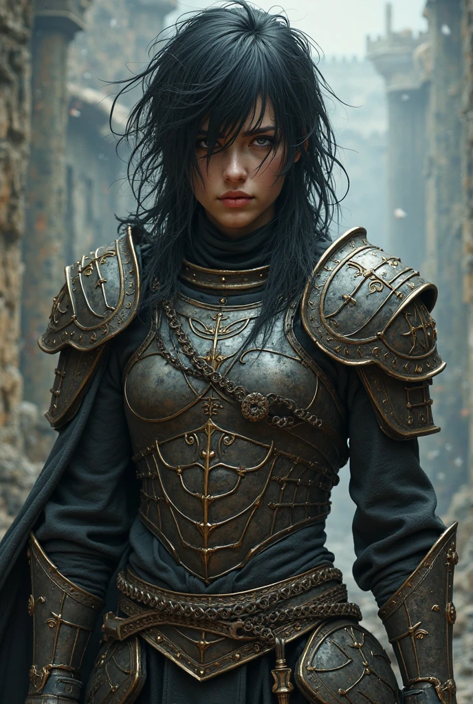 CassandraDA, solo, armor, scar, black hair, realistic, brown eyes, lips, short hair, 1girl
<lora:epi_noiseoffset2:1>, <lora:CassandraDA :0.7>