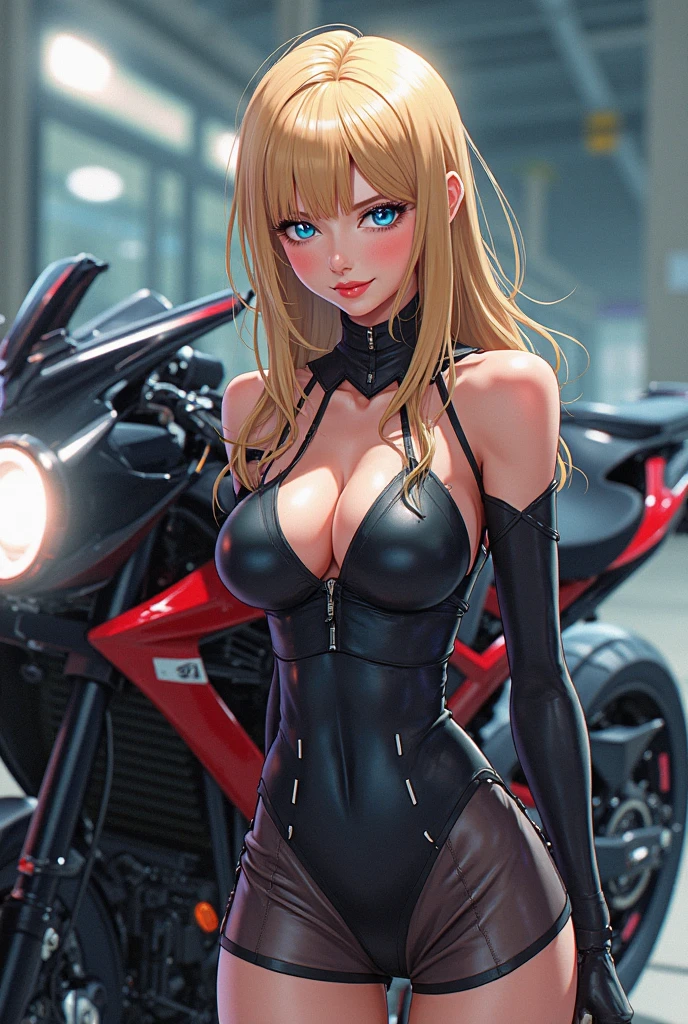 Busty white girl riding a sleek ninja bike,  (hot), bimbo, ((beautiful)), (attractive), luscious brown hair, perfect feminine form, perfect sexy proportions, feminine, smooth shiny skin, enthusiastic, wearing a motorbike helmet, bike visor up, full body shot, ((over the shoulder)), from behind, black frilly choker, ornate silver jewelry, micro leather bomber jacked, exposed navel, micro high rise thong, small waist, sexy hips, voluptuous round shapely ass, fully exposed butt cheeks, voluptuous round breasts, underboob, sexy thighs, hip cleavage, max detail, max quality, (((photorealistic))), (detailed), (pristine clarity), ethereal