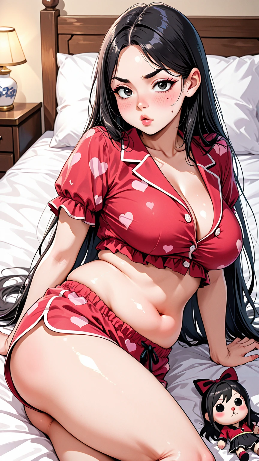 (nsfw:1.3),(dark red opened blouse,sleeveless,flare skirt,arms-baring:1.3),(having sex pov,vaginal penis:1.3),(,lying on bed and spreading legs,missionary position),(thick arms:1.2),(from above:1.3),(pubic hair,wetty pussy:1.1),sweaty,single mole on cheek,black hair,voluminous hair,unkempt hair,plump body,tall woman, (aroused and suffering:1.2),open mouth,27 years old,(fair skin:1.3),(cute eyes,tareme),plump oval face,light makeup,