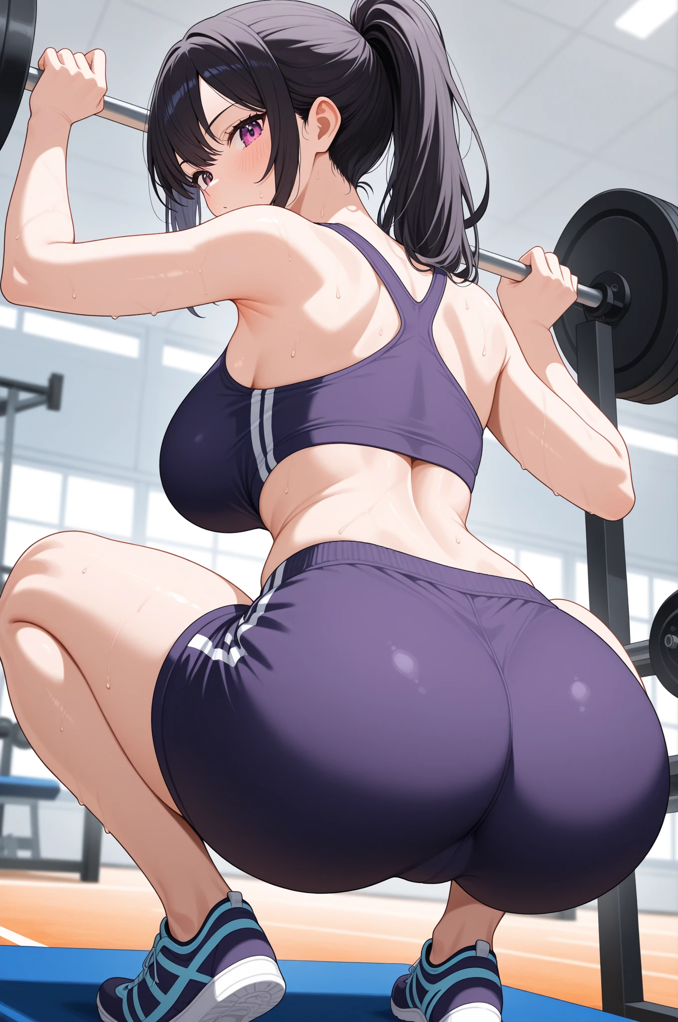 (masterpiece), best quality, purple, expressive eyes, , purple perfect face, gym, workout, hot, sweating, sweaty, tan, big boobs, tan skin, flustered, purple, purple clothes, blush, purple clothes, see thru, yoga pants, black hair, backview , curvy woman , black hair, purple eyes ,, purple pants , multiple man, surrounded by men, men checking out women at gym, surrounded by multiple men at gym, ponytail, purple, purple clothes, purple pants, curvy woman, multiple men, curvy, massive breasts, massive ass, curvy milf, purple , one women surrounded by men, horny men, groping , boobs grab, groping, breast grab , groping, molesting , ass grab, scared, panic, sweating, embarrassing, embarrassed. Panic, eyes wide open, hands, multiple hands , multiple hands touching woman, multiple hands groping women, miltiple hands molesting women