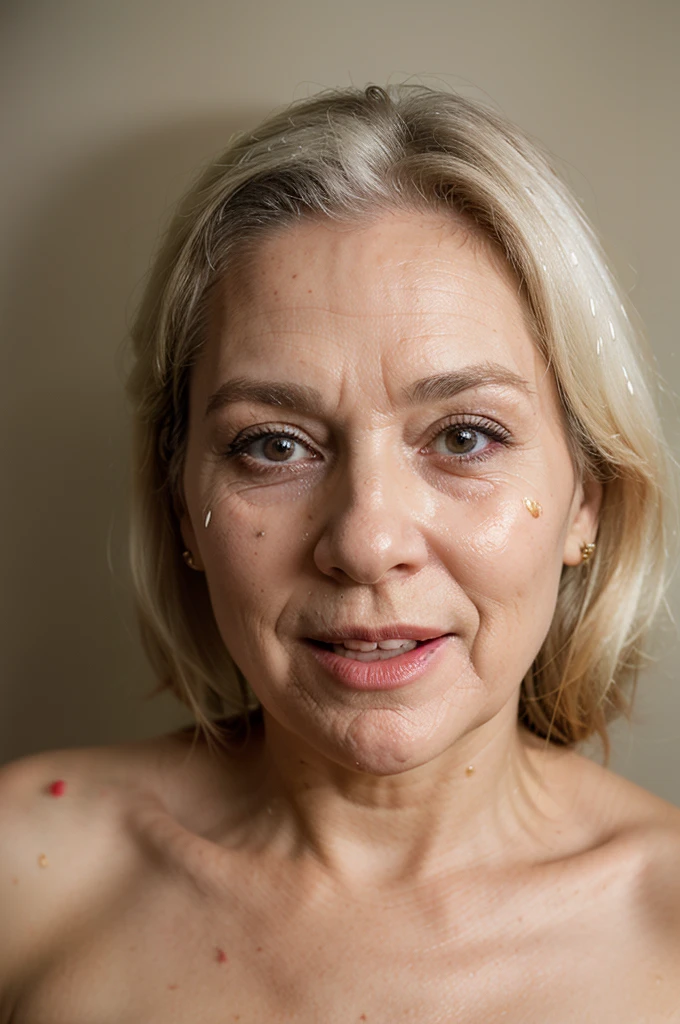 (Masterpiece:1.4),(67-year-old woman:1.4),(Wrinkles on the face1.25),smile,nude,sexy pose