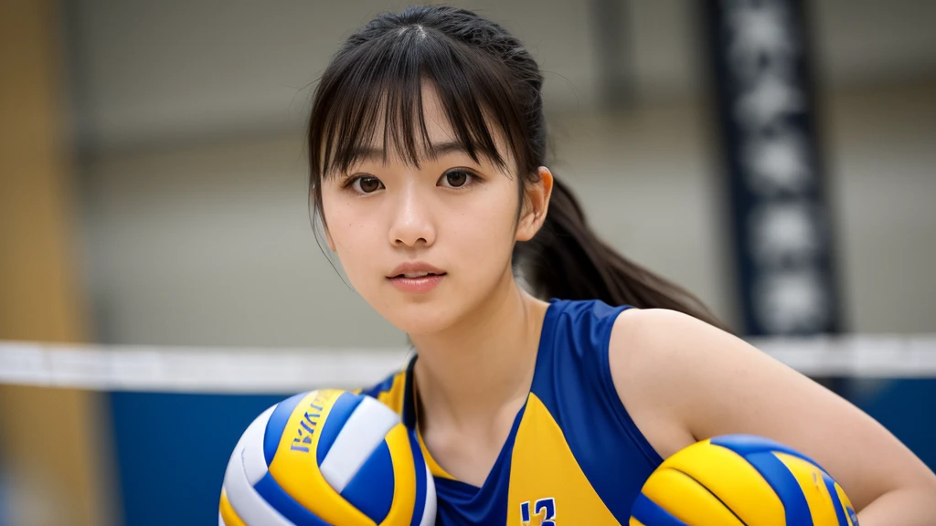 masterpiece, best quality, 1girl, high-fiving teammates, volleyball court, team uniform, happy expression, energetic, detailed scene