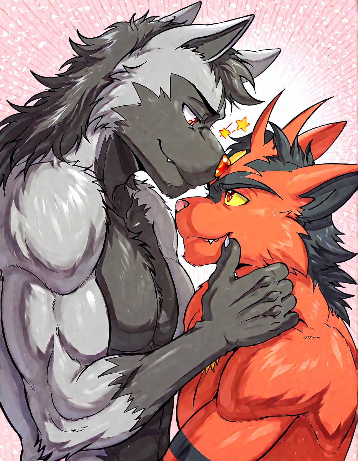 red skin demon, with tattoos and tail. being penetrated. (gay sex)