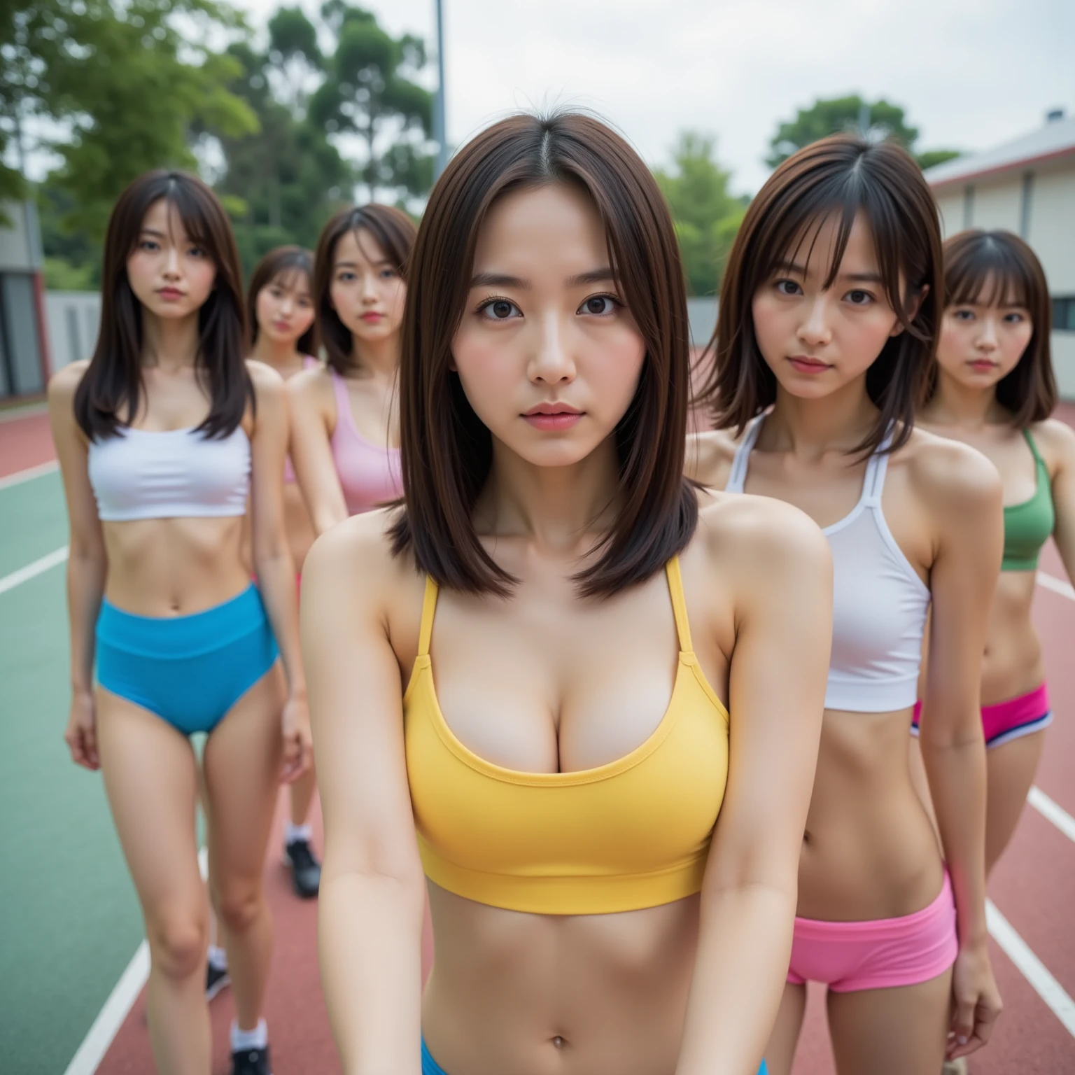 Japanese,Volleyball players are lined up from A cup to G cup.,Women,Small to big breasts,Strip me naked