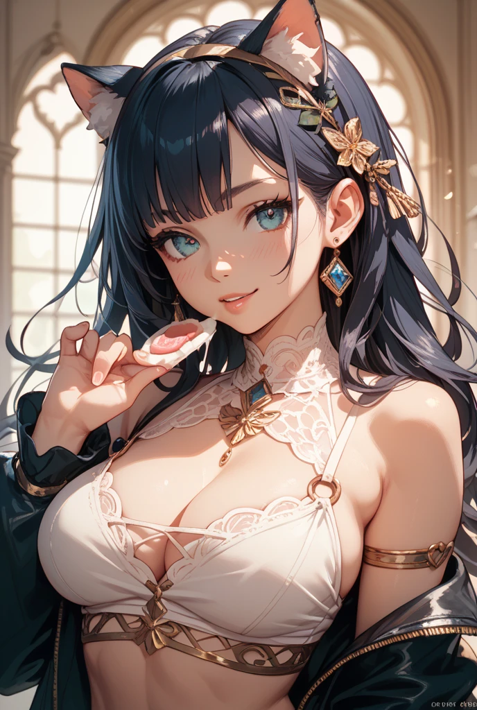 Portrait of the face of a mature woman , with long coiled hair,鎖骨,huge tit,gigantic cleavage breasts,cleavage,Huge breast,white colors, Floral frame, Decorative panels, abstracted,waistup,Bust photo,Hanfu,
photorealestic,Artistically,An Alphonse Mucha's
(tmasterpiece,best qualtiy,A high resolution:1.4),the detail,complexdetails,4K,colored splashing,Line art,Fibonacci,
