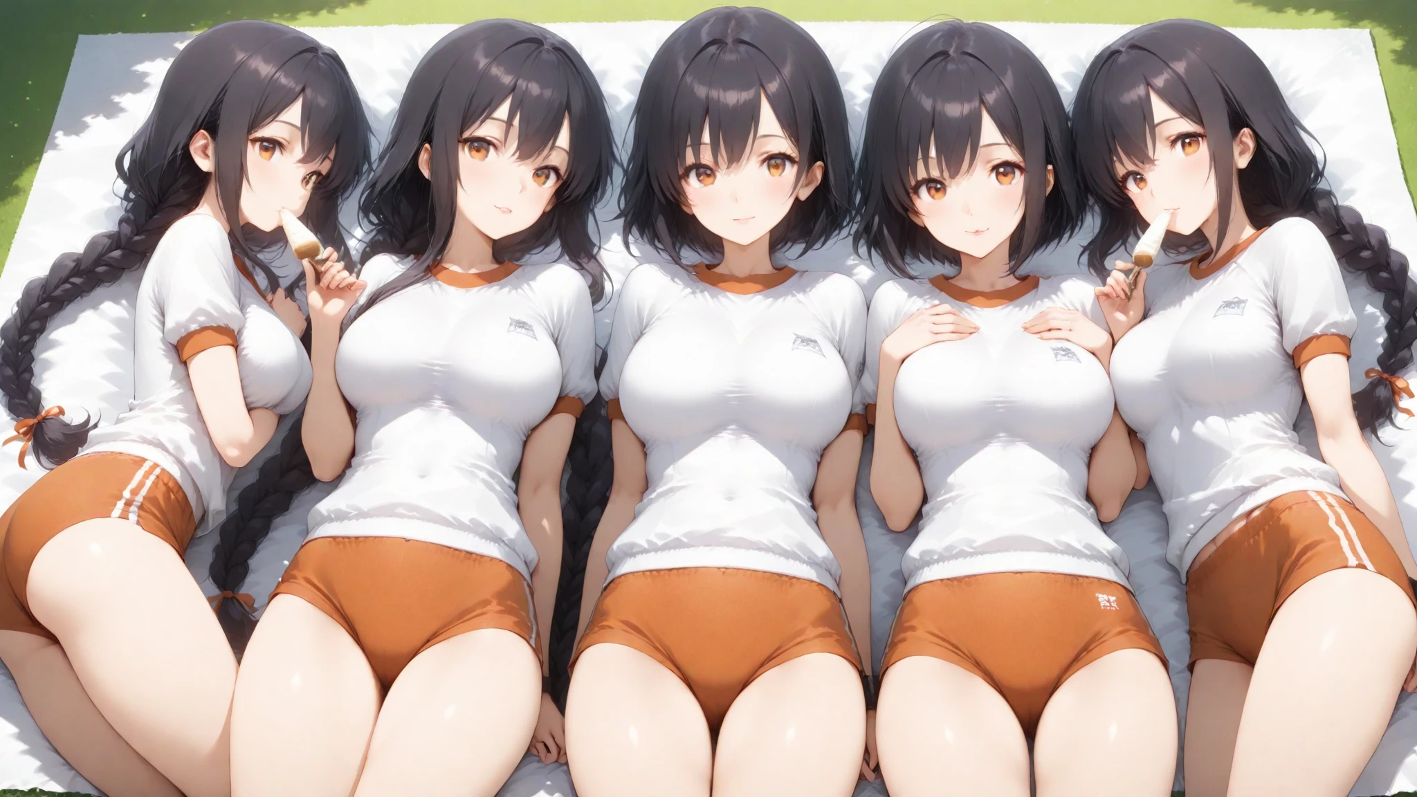 ((highest quality)), ((masterpiece)), (become familiar with), perfect face, smile, open your mouth and smile, embarrassed look, hug, stick, group shot, hair band, head band, hair bobble, wince, long eyelashes, three-dimensional circle eyes, light smile, four women are posing for a camera outdoors in the water, ((topless)), (small chest), ((Completely naked)), nipple are visible, nippleが丸見えです, multiple girls, nipple, chest, realistic, ((4 girls)), 10 years old, 9 years old, 8-year-old, 7 years old, ((No panties)), Pussy, not wearing anything, Asian, blue eyes, black hair, brown hair, blonde, belly button, jewelry, looking at the viewer, necklace, topless, water, , Wet, long hair, short hair, abs, precision small needle