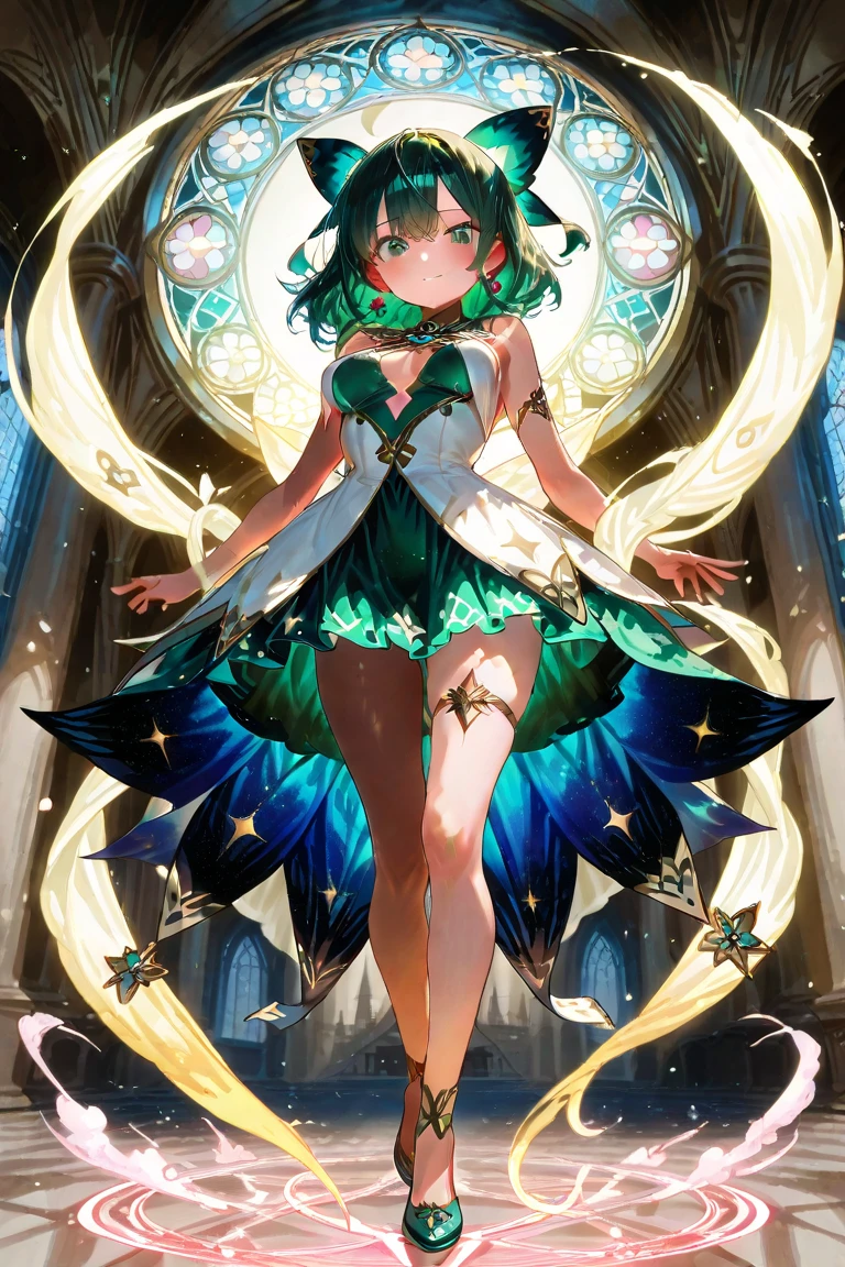((Fantasy　Black Hair　Long Hair　Dull green eyes　Black fluttery dress　Big earrings　Chest Opening　Wings twice as big as me　Lonely　despair))　((Tears　gloves　Standing in a flower field　milky way))　(Broken glass　comet　moon)　Catch the wind　Drawn in　fall　Glowing purple background　Particles of light, shining edges　