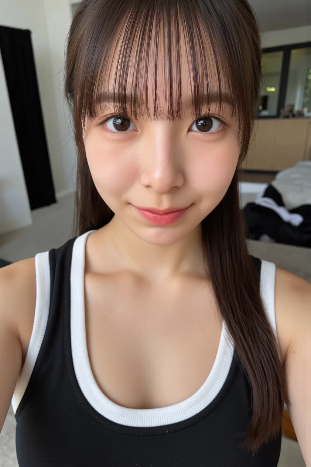 there is a woman that is sitting down with a cell phone, Yoshitomo Nara, young cute wan asian face 20 years old