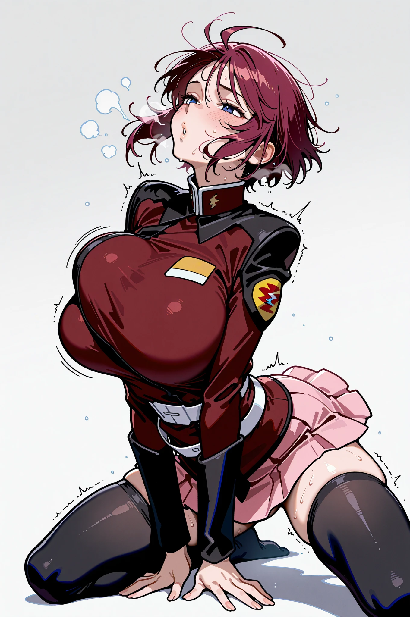 Helen Parr. (luster)(shiny)Ahegao. camel toe:1.4、erect nipples、(Sweat)、(vapor)、(((long gloves:1.3)))、brown loafers、black calf length socks、Open your thighs wide to the left and right、squatting、Squat on the ground、show off your crotch to the viewer, ((enamel bondage:1.3、squat, spread your legs:1.3, arm behind head ))、absurd、flat lighting、elevation angle、sexy pose、highest quality、Complex、surreal、perspective, very detailed, detailed background, shape、1 girl、alone、big breasts、light smile, embarrassing, blush, ((mechanical background)),