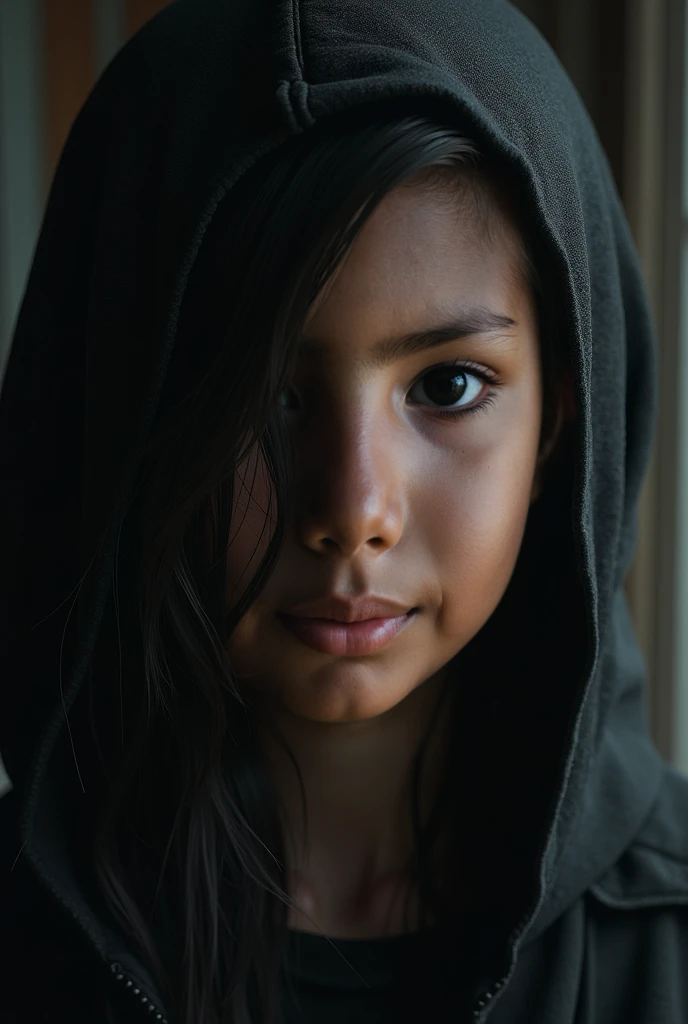 A girl sat in a villain pose crossing her arms, like on the covers of Disney, Plain black background